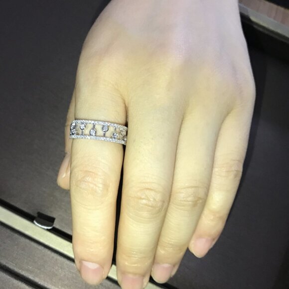 🔥Dainty CZ Full Around Zircon Silver Plated Luxury Fashion Eternity Ring, K892 - Picture 6 of 6